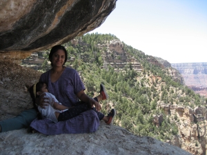 The author nursing her daughter at the grand canyon, Arizona.