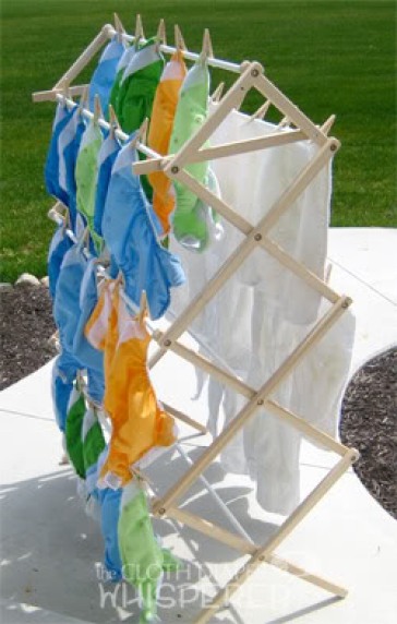 Diapers drying on the rack