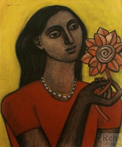 Ugo Omleto Giannini, "Woman with Flower." Source: Wood Turtle "Menstruation in Islam"
