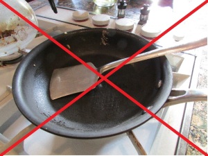 A steel spatula on non-stick cookware will eventually scratch the surface. 