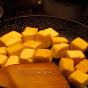 Stir-fry cubed tofu