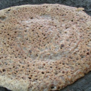 Dosa made of ragi (finger millet) and urad (black gram).