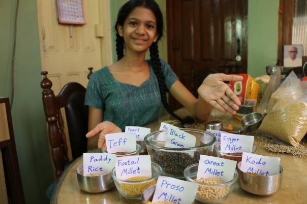 Khiyali measured 1/4 cup of each grain and 1 1/4 cup of urad (black gram)